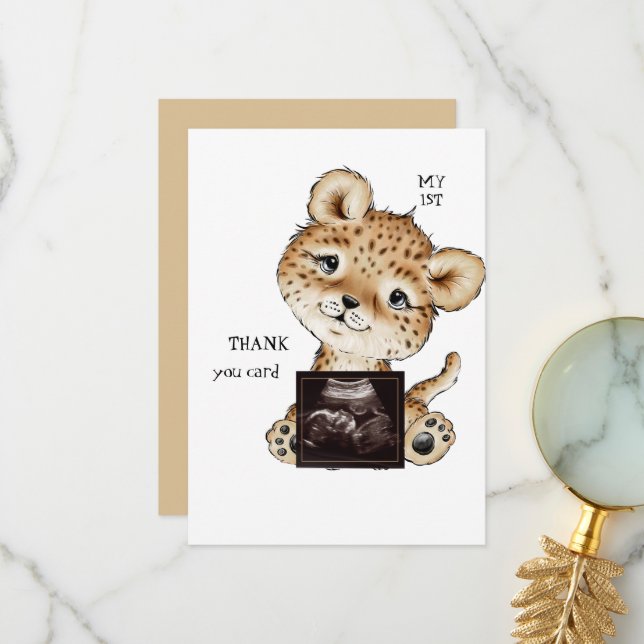 Cute Ultrasound Photo Boy Funny Tack Kort (Fram/Back In Situ)