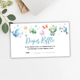 Cute under havet Baby Shower Diaper Raffle Tilläggskort