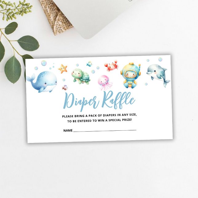 Cute under havet Baby Shower Diaper Raffle Tilläggskort (Skapare uppladdad)
