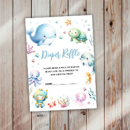 Cute under havet Baby Shower Diaper Raffle Tilläggskort