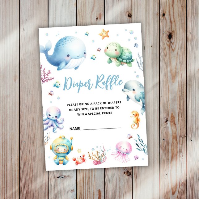 Cute under havet Baby Shower Diaper Raffle Tilläggskort (Skapare uppladdad)