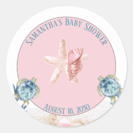 Cute under Sea Baby Shower Classic Round Stick Runt Klistermärke