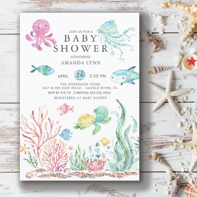 Cute under Sea Baby Shower-inbjudan Inbjudningar (Skapare uppladdad)