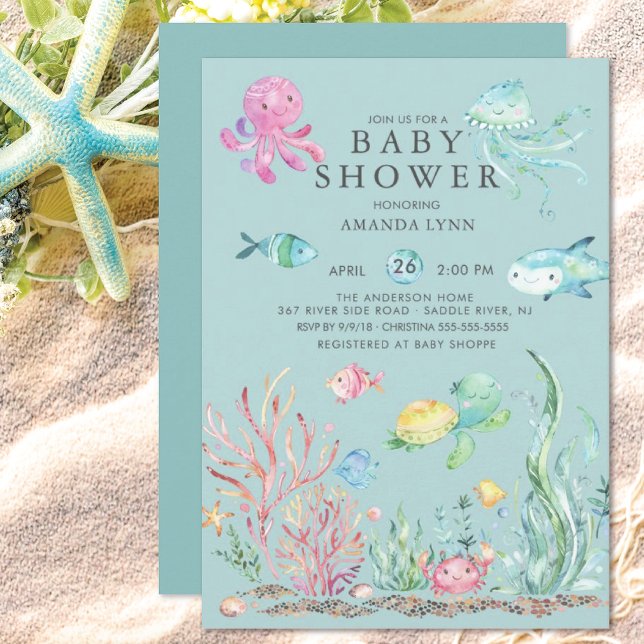 Cute under Sea Baby Shower-inbjudan Inbjudningar (Skapare uppladdad)