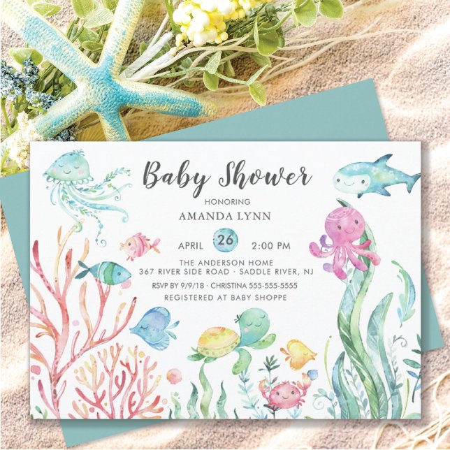 Cute under Sea Baby Shower-inbjudan Inbjudningar (Skapare uppladdad)