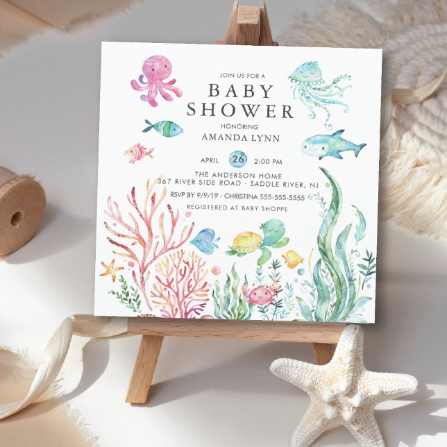 Cute under Sea Baby Shower-inbjudan Inbjudningar (Skapare uppladdad)
