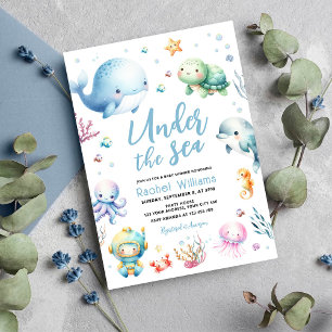 Cute under Sea Baby Shower Inbjudningar