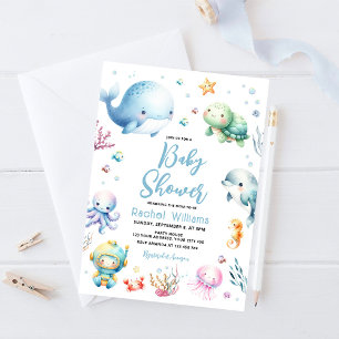 Cute under Sea Baby Shower Inbjudningar