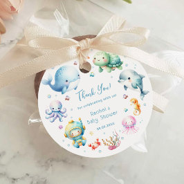Cute under Sea Baby Shower-Tacken Gåvor Etiketter