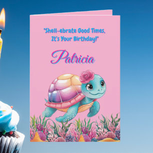 Cute under Sea Blommigt Sea Turtle Birthday Kort