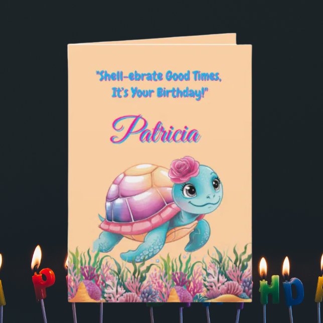 Cute under Sea Blommigt Sea Turtle Birthday Kort (Skapare uppladdad)