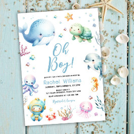 Cute under Sea Boy Baby Shower Inbjudningar
