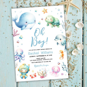 Cute under Sea Boy Baby Shower Inbjudningar