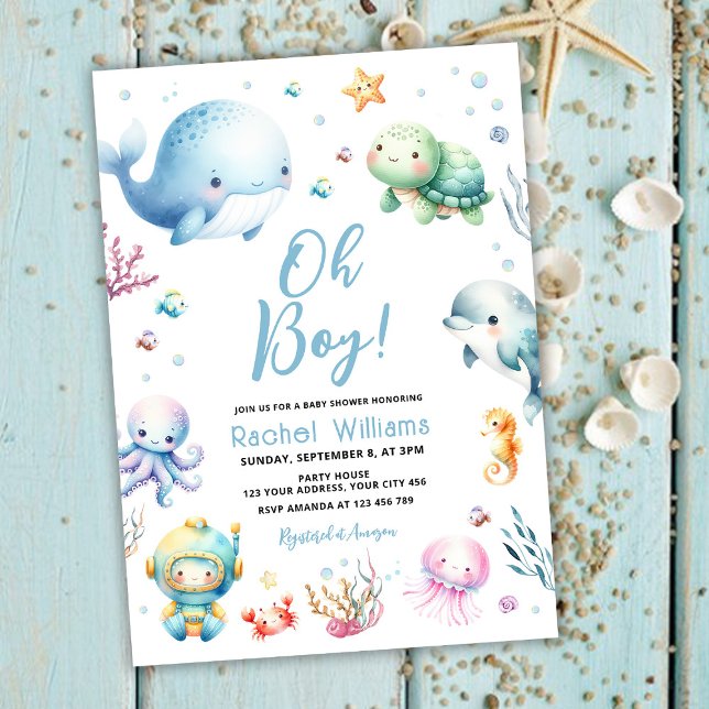 Cute under Sea Boy Baby Shower Inbjudningar (Skapare uppladdad)