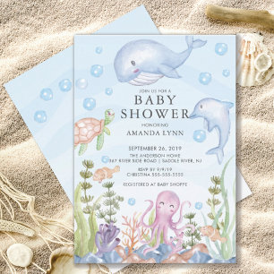 Cute under Sea Boy Baby Shower Inbjudningar