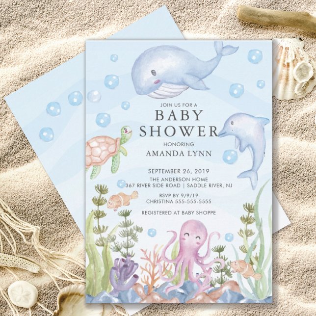 Cute under Sea Boy Baby Shower Inbjudningar (Skapare uppladdad)