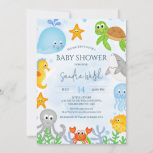 Cute under Sea Boys Baby Shower Inbjudningar