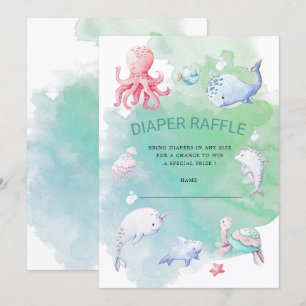 Cute under Sea Diaper Raffle Biljett bjudande Inbjudningar