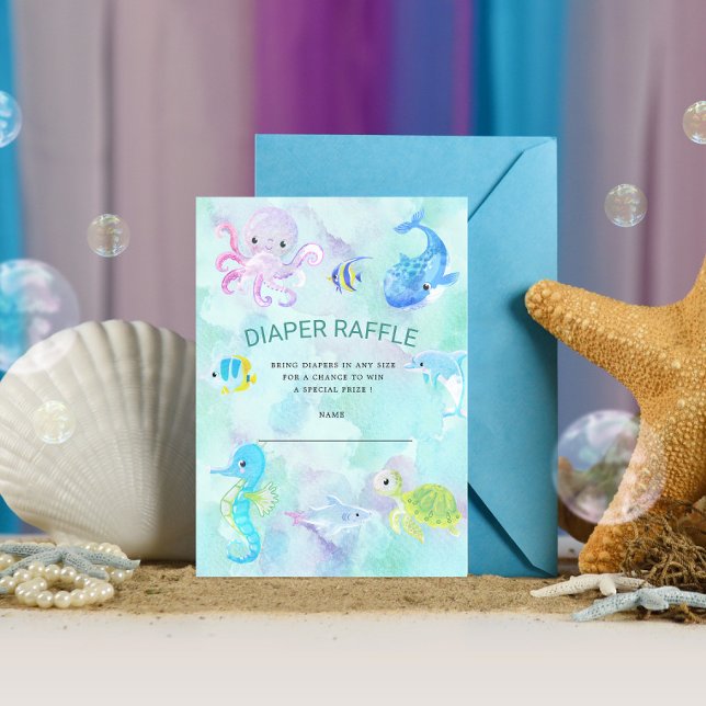 Cute under Sea Diaper Raffle Biljett Card Inbjudningar (Skapare uppladdad)