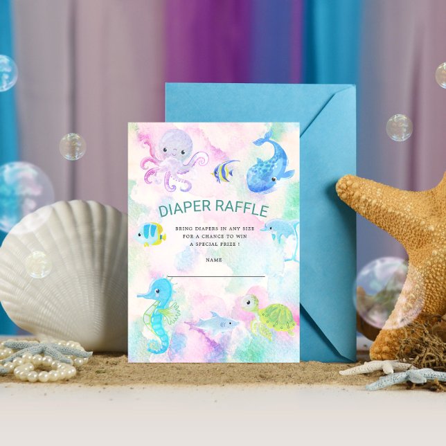 Cute under Sea Diaper Raffle Biljett Card Inbjudningar (Skapare uppladdad)