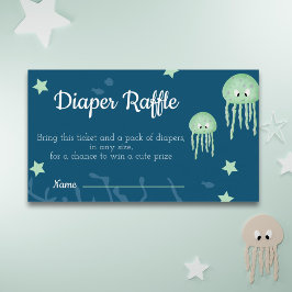 Cute under Sea Jellyfish Diaper Raffle Tilläggskort