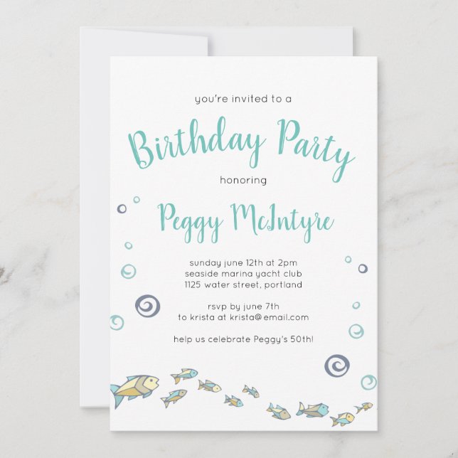 Cute under Sea Nautical Birthday bjudande Inbjudningar (Framsida)