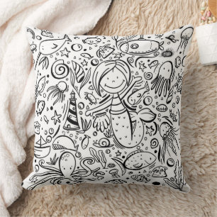 Cute under Sea Nautical Sjöjungfru Kudde