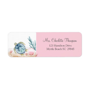 Cute under Sea Turtle Address Label Returadress Etikett