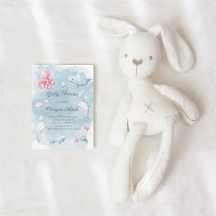Cute under Sea Watercolor Baby Shower Inbjudan