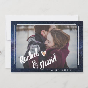 Cute under Stars Typography Photo Bröllop Spara Datumet