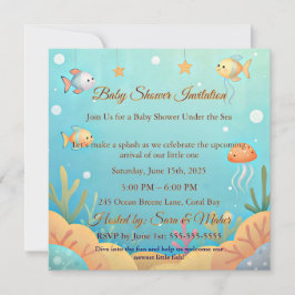 Cute Under the Sea Little Fish Baby Shower Invitat Inbjudningar
