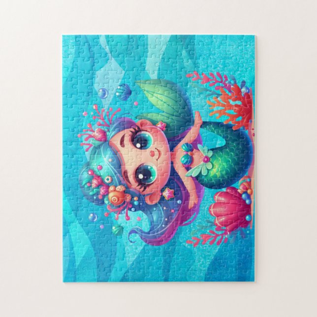 Cute under vatten, sjöjungfru pussel (Vertikal)