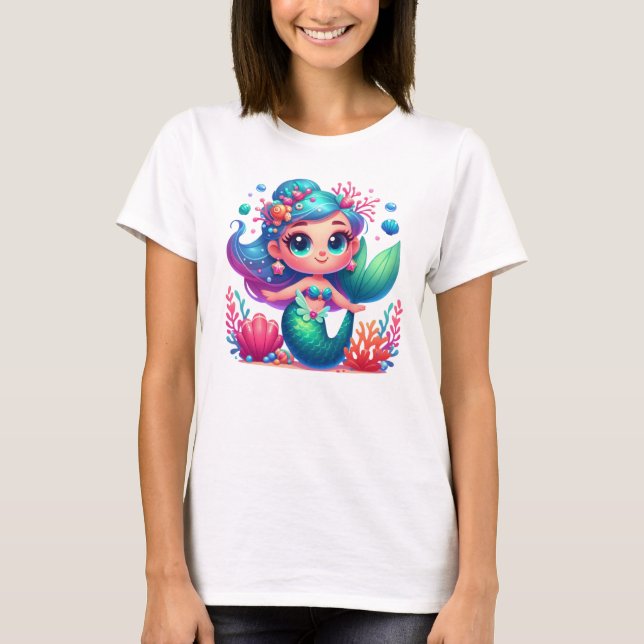 Cute under vatten, sjöjungfru t shirt (Framsida)