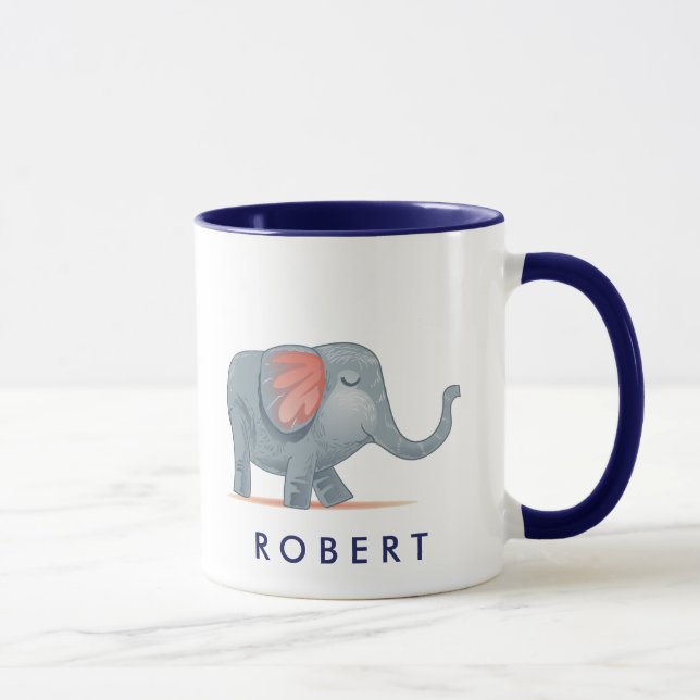Cute underbar Elephant-Personlig ditt namn Mugg (Höger)