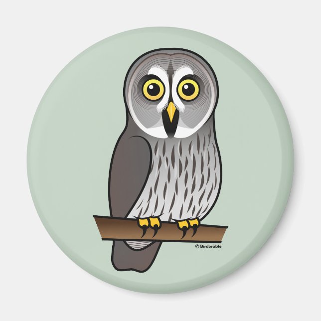 Cute Underbar Grått Uggla Magnet (Framsidan)