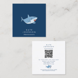 Cute Underbar White Shares Ocean QR-kod Fyrkantigt Visitkort