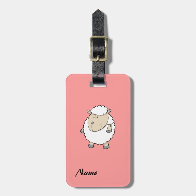 Cute, underbara får monogram bagagebricka (Vertikal Framsida)