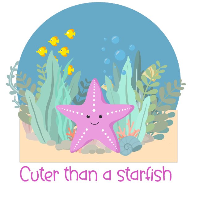 Cute Undersea Citote Starfish Illustration T Shirt (Skapare uppladdad)