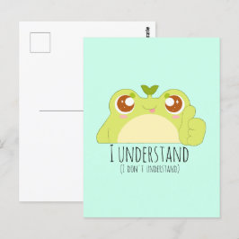 Cute Understand Grönt Frog Vykort