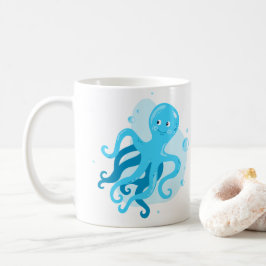 Cute undervattensvärlden. Havets liv. Blåbläckfisk Kaffemugg