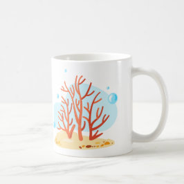 Cute undervattensvärlden. Havets liv. Röd korallre Kaffemugg