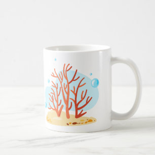 Cute undervattensvärlden. Havets liv. Röd korallre Kaffemugg