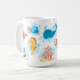 Cute undervattensvärlden. Havsliv Kaffemugg