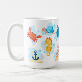 Cute undervattensvärlden. Havsliv Kaffemugg