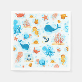 Cute undervattensvärlden. Vattenkraft. Havsliv Pappersservett