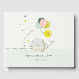 Cute Underwater Balloon Heart Whale Barns födelsed Gästböcker