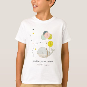 Cute Underwater Balloon Whale Heart Barns födelsed T Shirt