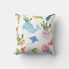 Cute Underwater Friends – Ocean Animals Pattern  Kudde