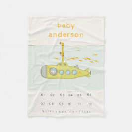 Cute Underwater Subsea Monogram Baby milsten Fleecefilt