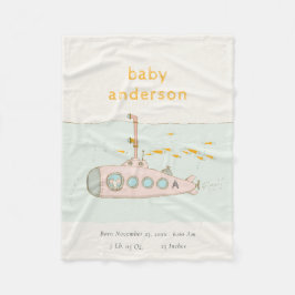Cute Underwater Subsea Monogram Baby Stat Fleecefilt